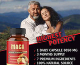 Maca Root Capsules 8050 mg - male enhancer - Performance & Mood Supplement - Enhanced Blood Flow  3 Months Supply